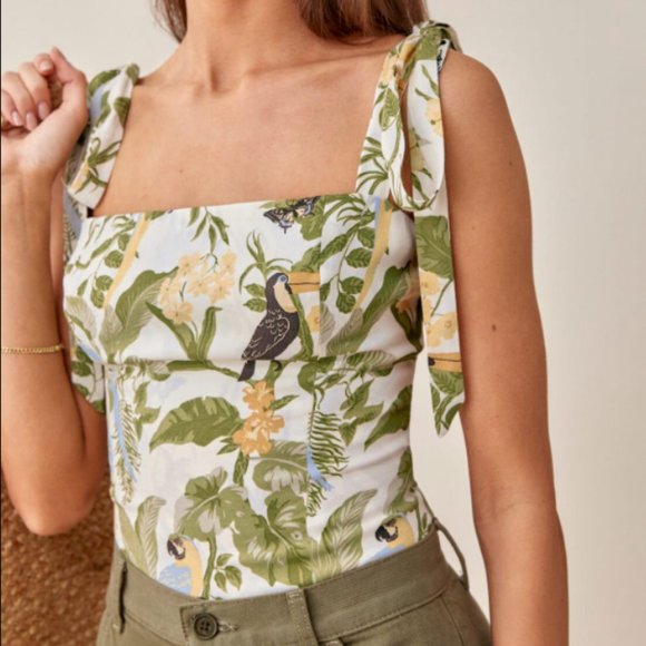 Reformation Ellora Tie Tank Top size 10 - Picture 4 of 4